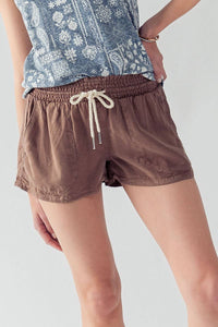 Rope Drawstring Shorts in Denim