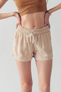 Rope Drawstring Shorts in Denim