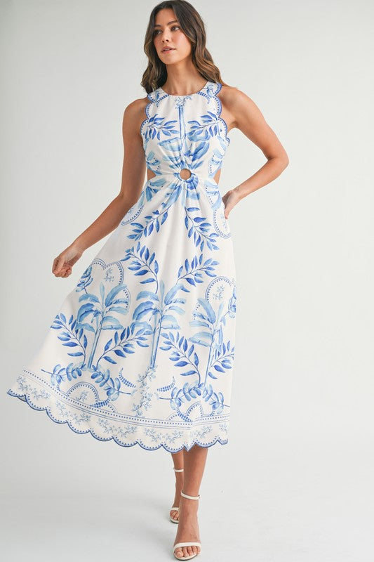 Scallop Midi Dress