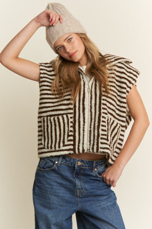 Striped Zip Up Vest