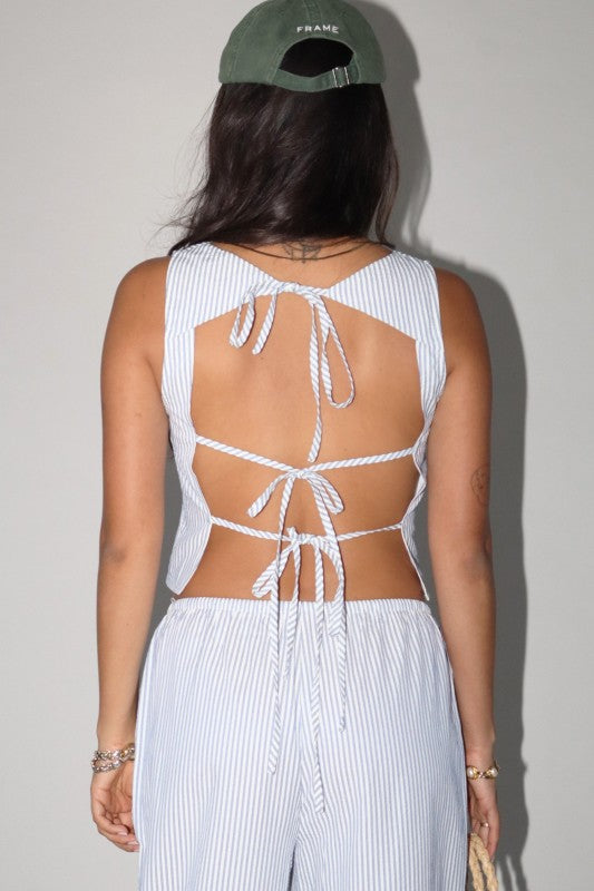 Striped Open Back Top
