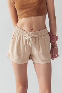 Rope Drawstring Shorts in Denim