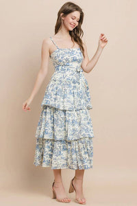 Printed Tiered Midi Dress