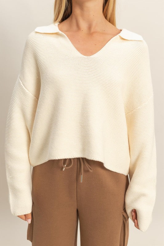 Textured Collared Pullover