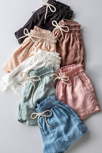 Rope Drawstring Shorts in Denim