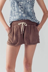 Rope Drawstring Shorts in Denim