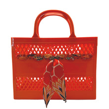 Load image into Gallery viewer, The Soleil Cutout Jelly Tote w/ Scarf: Light Blue
