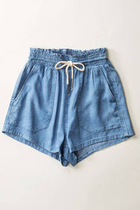 Rope Drawstring Shorts in Denim