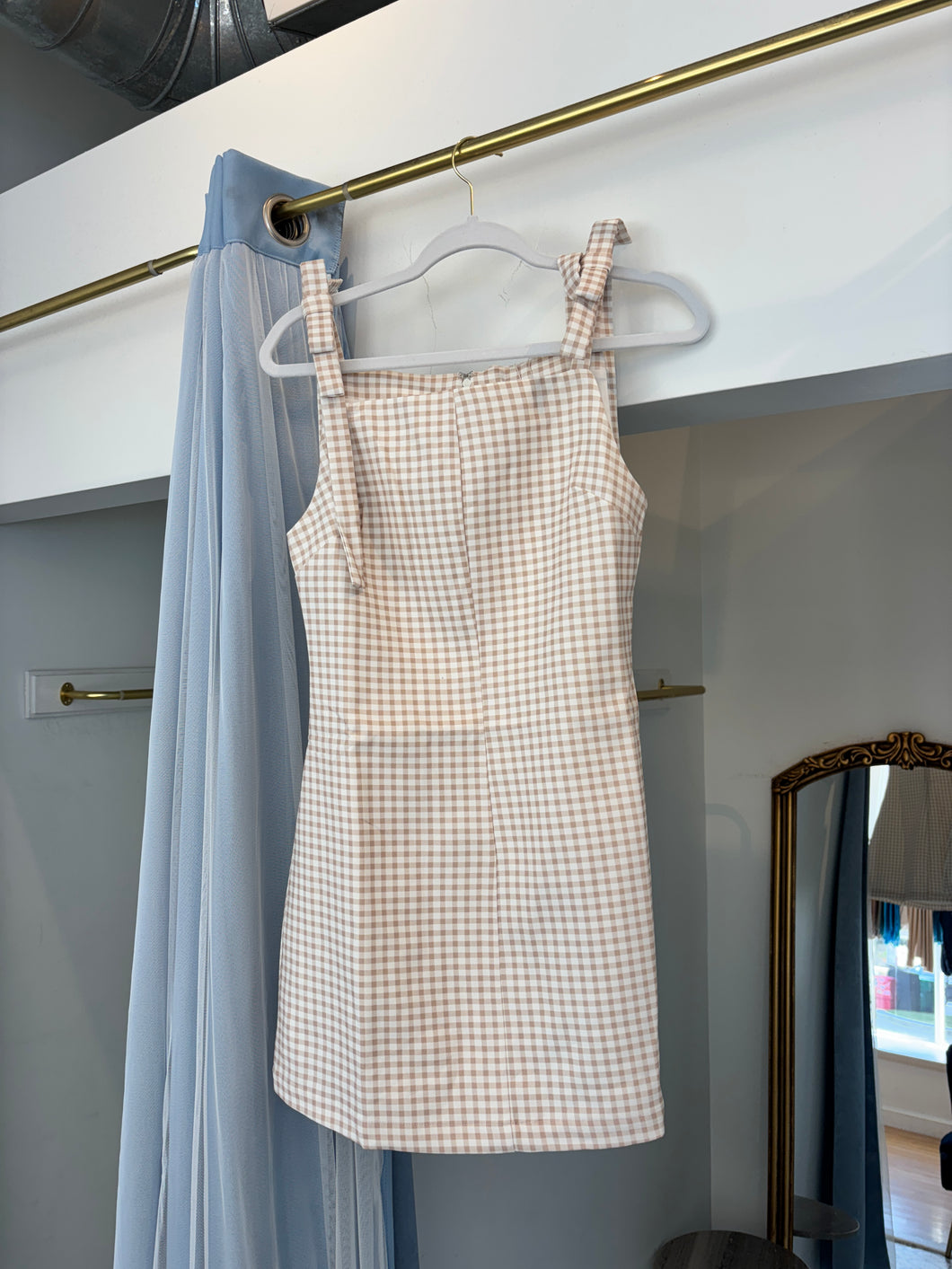 Gingham Bow Mini Dress