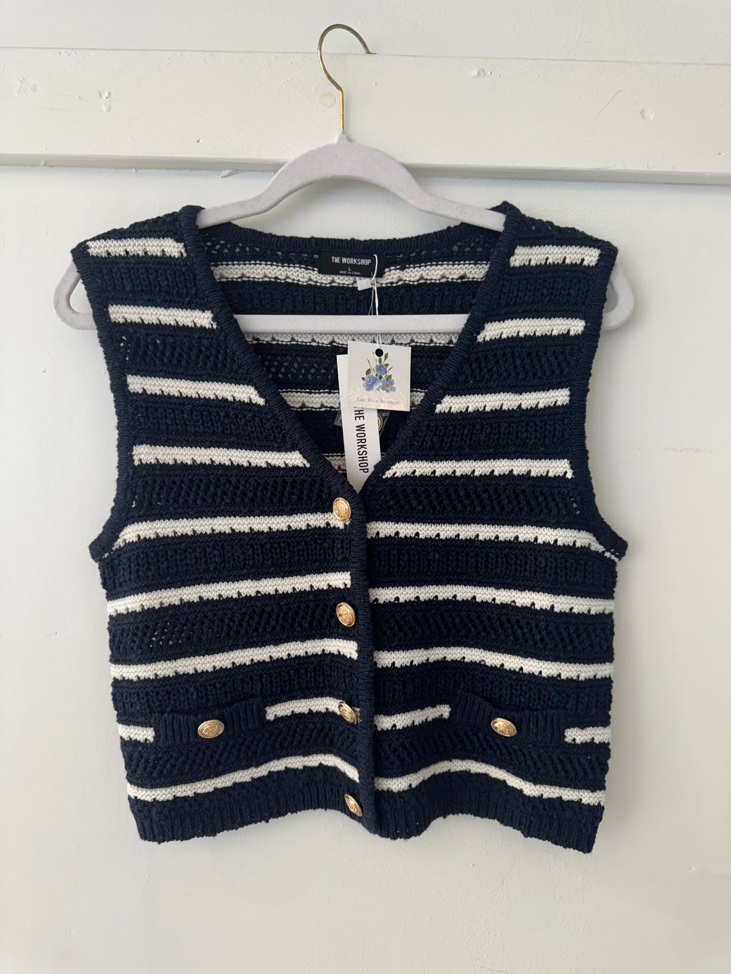 Navy Striped Sweater Vest