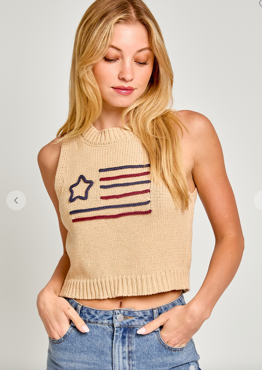 Star Flag Knit Top