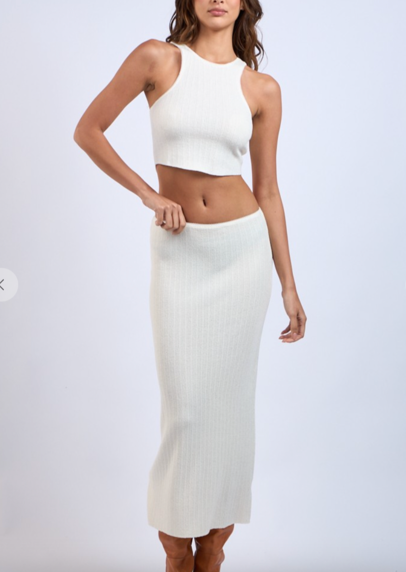 Knit Crop Top and Skirt Set