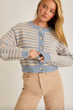 Load image into Gallery viewer, Baby Blue Striped Cardigan
