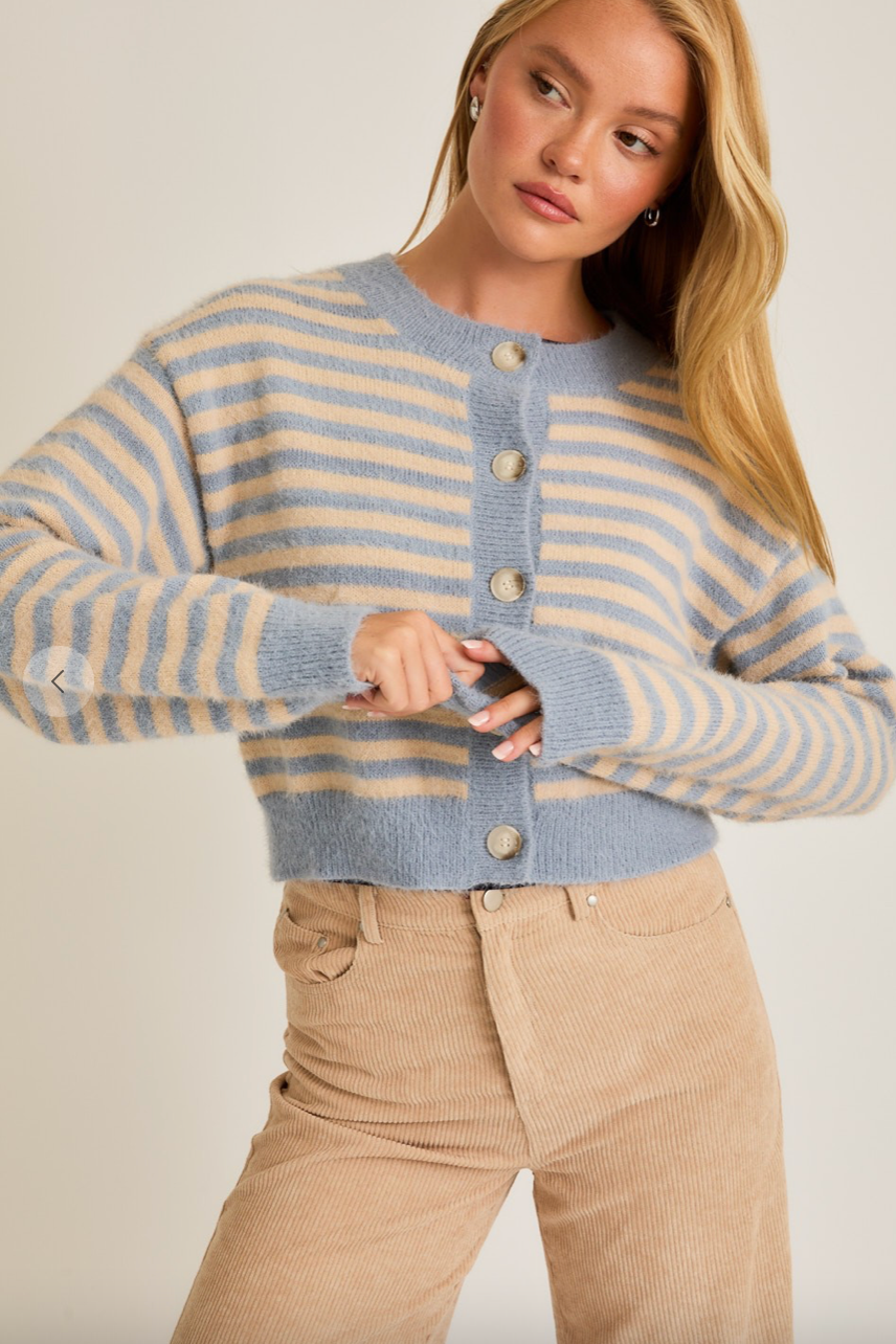 Baby Blue Striped Cardigan