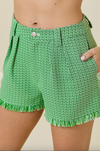 Green Tweed Shorts