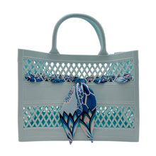 Load image into Gallery viewer, The Soleil Cutout Jelly Tote w/ Scarf: White
