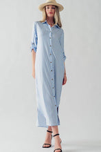 Load image into Gallery viewer, ELSIE STRIPE LONG SHIRT DRESS
