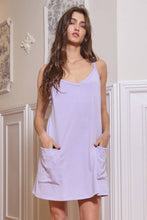 Load image into Gallery viewer, D4149C V-neck Solid Mini Dress With Built In Romper Lining: Lavender / S-M-L (2-2-2)
