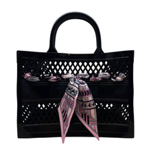 Load image into Gallery viewer, The Soleil Cutout Jelly Tote w/ Scarf: White
