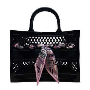 The Soleil Cutout Jelly Tote w/ Scarf: White