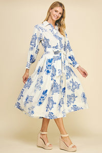 Blue Print Midi Dress