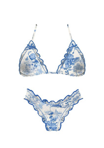 Blue Toile Bikini Set