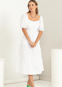 Sofia White Puff Sleeve Dress