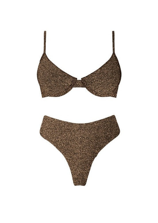 Brown Shimmer Bikini Set